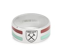 Official Licensed West Ham United Stainless Steel 2 Colour Stripe Band Ring - Large Mens/Unisex Football Gift
