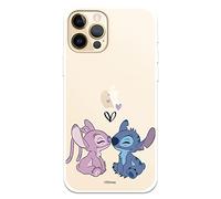 Official Lilo & Stitch iPhone 12-12 Pro Case - Angel & Stitch Kiss to Protect Your Mobile Phone - Flexible Silicone Case with Official Disney License