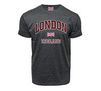 Official London England Unisex Applique Embroidery T-Shirt Dark Grey| Classic Heritage Cotton Tee | Licensed Collegiate Apparel (XS-XL) (UK, Alpha, XS, Regular, Regular)