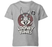 Official Looney Tunes Bugs Bunny Circle Logo Kids T-Shirt Grey - YXL