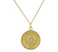 Official Man City 18ct Gold Plated Silver Crest Pendant & Chain - Hallmarked Licensed Gift