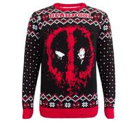 Official Marvel Deadpool & Wolverine Christmas Knitted Jumper - Adults Unisex Holiday Sweater - Premium Quality Funny Xmas Sweater (UK, Alpha, M, Regular, Regular) Beige