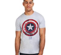 Official Marvel Mens Captain America Shield T-shirt Grey S-2XL