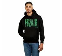 Official Marvel Mens Hulk Text Pullover Hood Black S - XXL