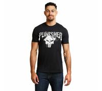 Marvel Men's Punisher Text T Shirt, Black, L UK