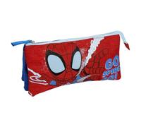 Official Marvel Spider-Man Triple Compartment Pencil Case for Kids - 3-Zip School Stationery Organiser, Lightweight Durable Pencil Pouch, Christmas Gift & Stocking Filler