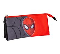 Official Marvel Spider-Man Triple Compartment Pencil Case for Kids - Large 3-Zip 100% Polyester School Stationery Organiser for Boys, Back to School, Christmas Gift & Stocking Filler