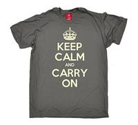 Official Men's Keep Calm And Carry On (L - CHARCOAL) T-SHIRT