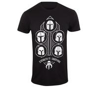 Official Men's Star Wars Mandalorian Black T-Shirt Strength is Survival Sci-Fi