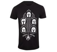 Official Men's Star Wars Mandalorian Black T-Shirt Strength is Survival Sci-Fi