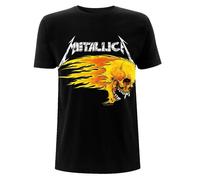 Metallica Flaming Skull Tour Tee Men T-Shirt Black S, 100% Cotton, Regular