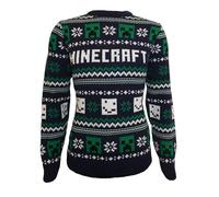 Official Minecraft Adults Knitted Christmas Jumper - Licensed Holiday Sweater | Premium Knit | Festive Pixel Art Design, Unisex Fit, Collector Edition (UK, Alpha, XL, Regular, Regular) Navy