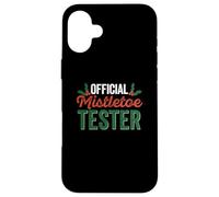 Official Mistletoe Tester Funny Christmas Ivy Berries Santa Case for iPhone 16 Plus