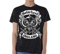 Official Motorhead Crossed Swords England Crest T-Shirt Black