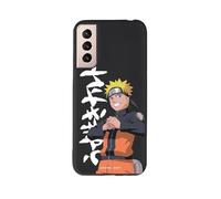 Official Naruto Samsung Galaxy S21 Case, White Japanese Text to Protect Your Mobile Phone, Flexible Black Liquid Silicone Case with Official License