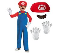 Official Nintendo Mario Costume, Child, Baby, Mario and Luigi Costume with Mario Hat Boy's Carnival Mardi Gras Birthday Christmas Size XS