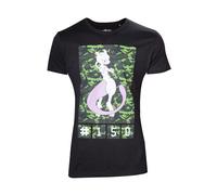 OFFICIAL NINTENDO - POKEMON MEWTWO #150 CAMOUFLAGE PRINT BLACK T-SHIRT