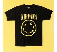 Official Nirvana Happy Face Black T-Shirt : L,XL,XXL