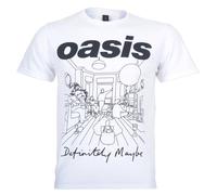 (XL, White) Oasis Definitely Maybe Line Drawing T Shirt