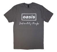 (XXL, Grey) Oasis Definitely Maybe Distressed Text T Shirt