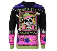 Official One Piece Adults Knitted Christmas Jumper | Luffy Pirate Crew Sweater | Anime Festive Knitwear | Licensed Toei Animation Merchandise (UK, Alpha, M, Regular, Regular) Black