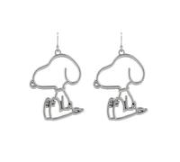 Official Peanuts Silver Plated Snoopy Silhouette Drop Earrings for Women