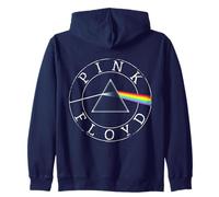 Official Pink Floyd Retro Prism Circle Logo Navy Blue Zip Hoodie