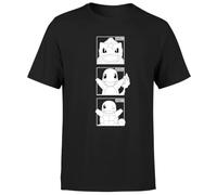 Official Pokémon Generation 1 Monochrome Starters T-Shirt Mens Black - 4XL