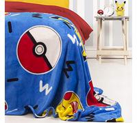 Official Pokemon Memphis Fleece Throw Pikachu Design Super Soft Blanket Perfect for Any Bedroom, Blue, 100 x 150cm