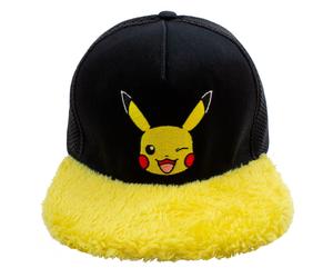 Official Pokemon Pikachu Wink Beanie - Yellow Winter Hat for Adults & Anime Fans