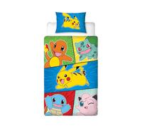 Pokemon Single Duvet Kids Blue Bedding Set Pikachu Quilt Cover Retro Reversible