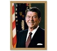 Official Portrait US President Ronald Reagan Photo Artwork Framed Wall Art Print A4