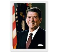 Official Portrait US President Ronald Reagan Photo Artwork Framed Wall Art Print A4