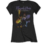 Official Prince - Purple Rain - Ladies Black T Shirt (Large)