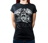 Official Queen - Crest Logo - Diamante Ladies T Shirt (Large)