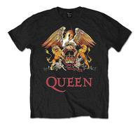 Official Queen T Shirt Classic Crest Black Classic Rock Band Bohemian Rhapsody