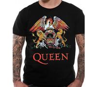 Official Queen T Shirt Classic Crest Freddie Mercury Logo Black New S to 5XL
