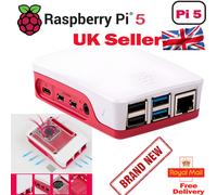 Official Raspberry Pi 5 Case Red White with Cooling Fan GPIO Access Brand New