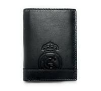 Official Real Madrid Wallet - 100% Legitimate Leather with RFID Protection, Exclusive Design with Club Crest. Gift for Men., multicoloured, De mano, Classic