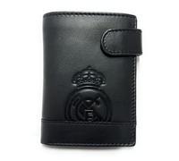 Official Real Madrid Wallet - 100% Legitimate Leather with RFID Protection, Exclusive Design with Club Crest. Gift for Men., multicoloured, De mano, Classic