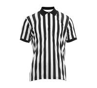 Official Ref Umpire Jersey - Collared Short Sleeve, Black & White Stripe for Adults (Women/Men), Basketball, Football & Hockey