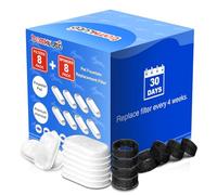 Official Replacement Filters for Tomxcute Cat Water Fountain 108oz/3.2L and 135oz/4.0L, 8 Pack Filters & 8 Sponges Foam Filter