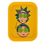 Official Rick and Morty Rolling Tray 19 x 25 cm - Smoking Items - Smoking Accessories - Recyclable Plastic - Gift for Smokers (Yellow)