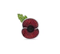 Official Royal British Legion Sunburst Poppy with Leaf Brooch
