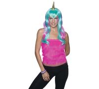 Official Rubies Girls Pink & Blue Unicorn Fairy Wig