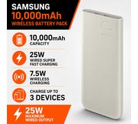 Official Samsung EB-U2510 10,000mAh 25W Wireless Battery Pack 2x USB C Beige