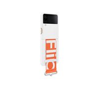 Official Samsung Silicone Cover with Strap for Galaxy Z Flip4 - White/Orange