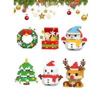 Official Santa Claus Design Building Blocks Toy, 12 Selectable Styles, Creative Desktop Decoration, Abs Material, Compact and Charming, Perfect for Décor or Holiday Gifting (6pcs B)