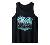 Official Saxon Heavy Metal Never Surrender Band Music Tank Top, Men, Black, X-Large