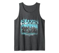 Official Saxon Heavy Metal Never Surrender Band Music Tank Top, Men, Dark Heather Grey, Medium